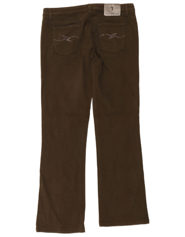 Trussardi Womens Bootcut Jeans W31 L31 Khaki Cotton