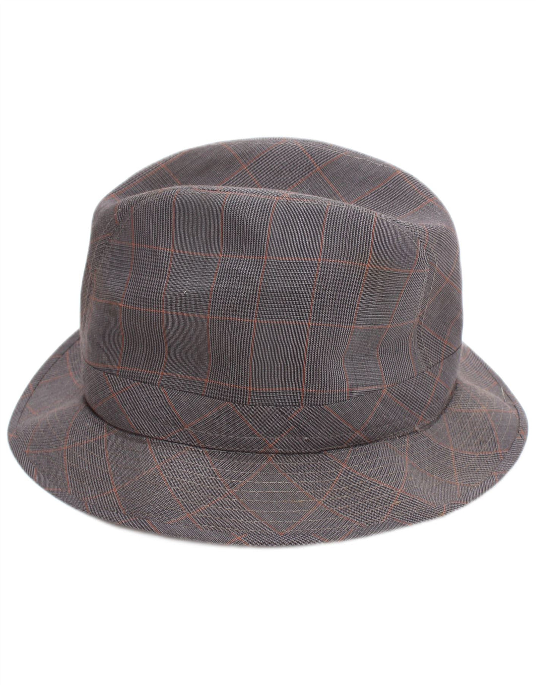 Vintage Mens Fedora Hat Large Grey Check Classic