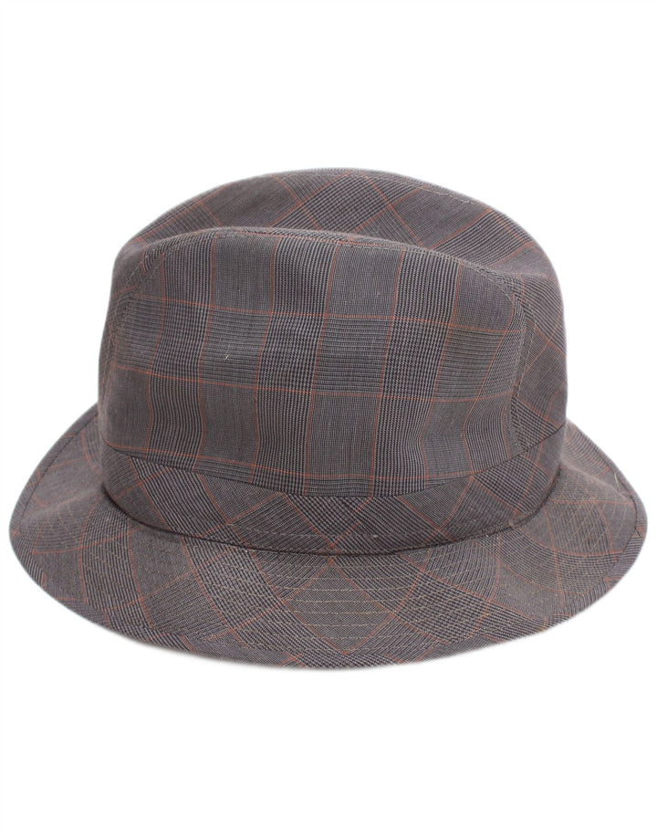 Vintage Mens Fedora Hat Large Grey Check Classic