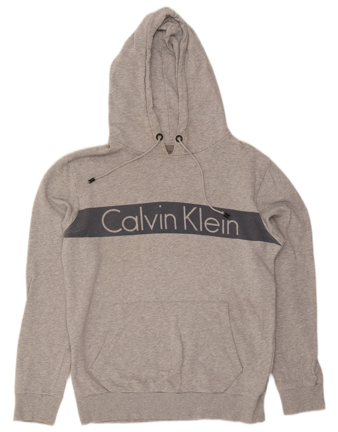 Calvin Klein Jeans Mens Graphic Hoodie Jumper Medium Grey Colourblock