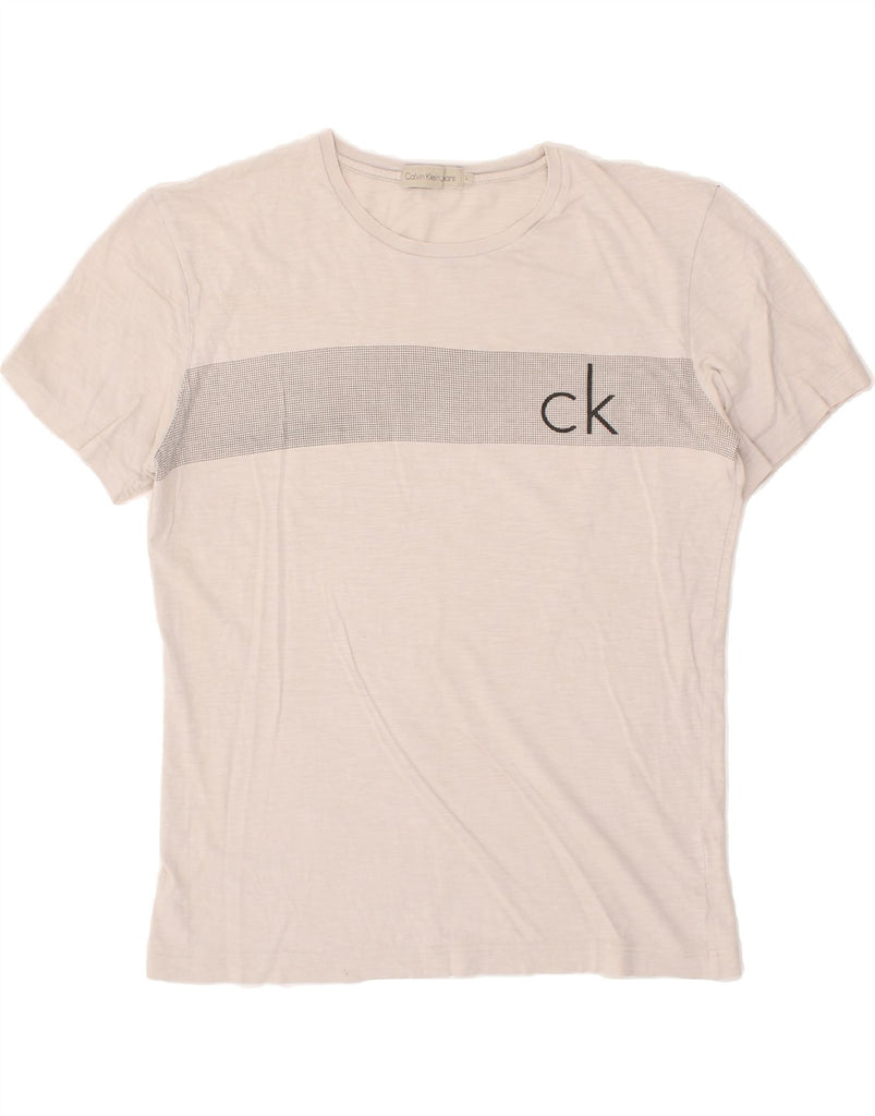 CALVIN KLEIN Mens T-Shirt Top Large Grey Colourblock | Vintage Calvin Klein | Thrift | Second-Hand Calvin Klein | Used Clothing | Messina Hembry 