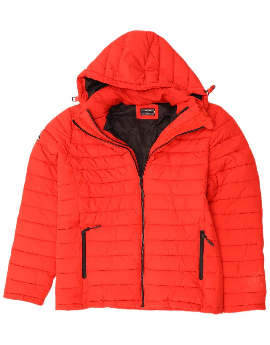 Superdry Mens Hooded Padded Jacket UK 40 Large Red Polyester