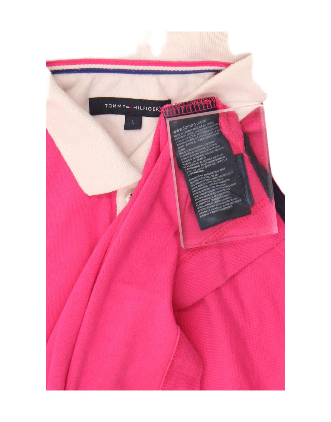 Tommy Hilfiger Womens Polo Shirt UK 14 Large Pink Cotton