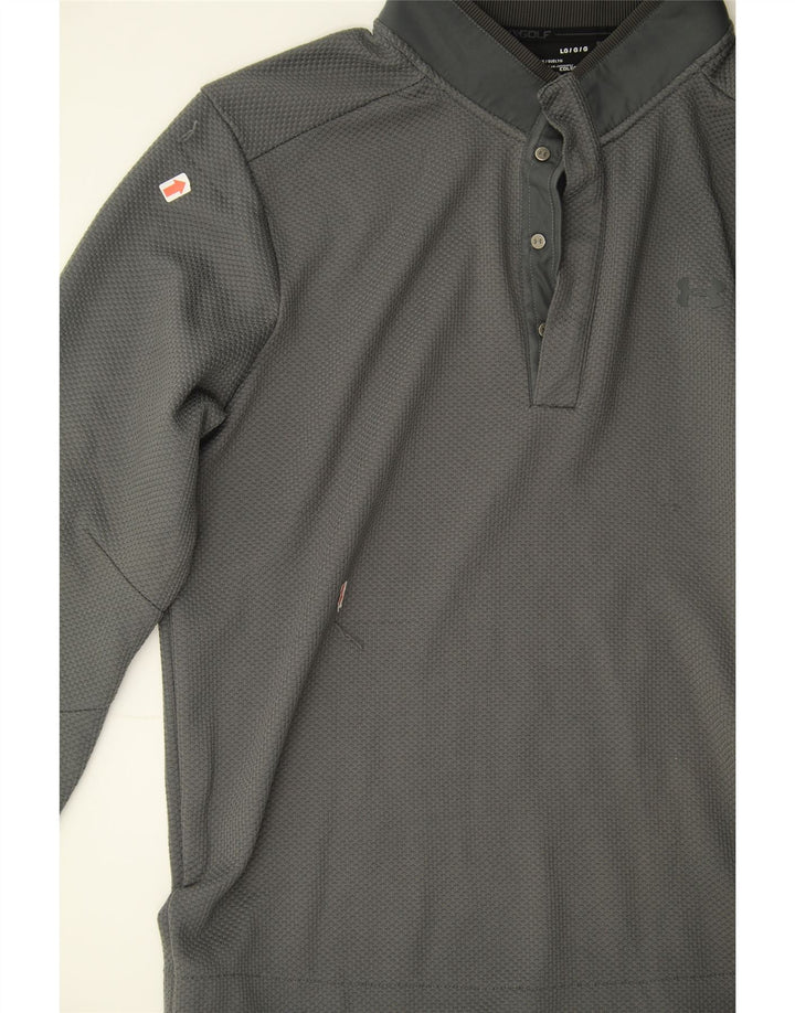 UNDER ARMOUR Mens Button Neck Pullover Tracksuit Top Large Grey Polyester Vintage Under Armour and Second-Hand Under Armour from Messina Hembry 