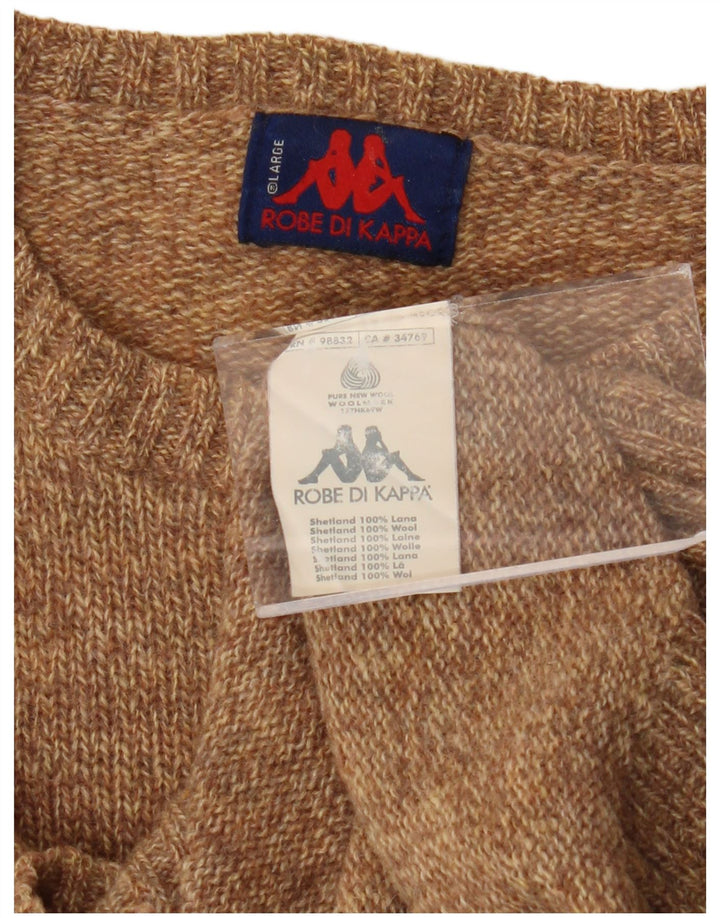 Kappa Womens Crew Neck Jumper Sweater UK 16 Large Brown Wool