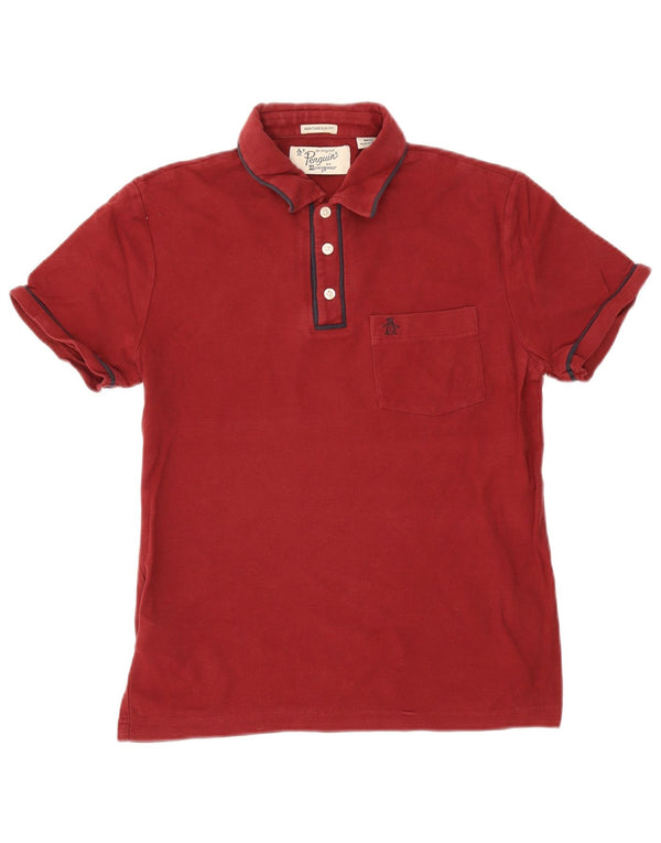 Penguin Mens Heritage Slim Fit Polo Shirt Small Burgundy Cotton