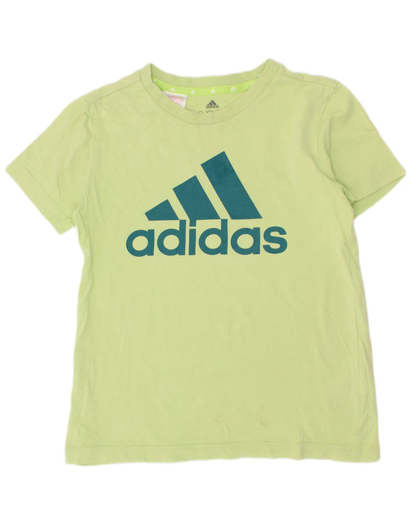 Adidas Boys Graphic T-Shirt Top 9-10 Years Green Cotton