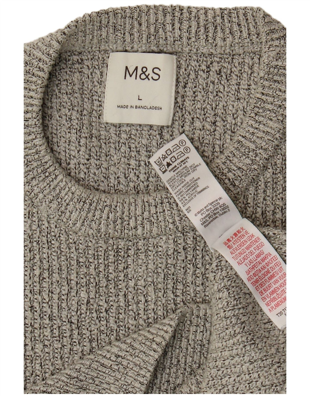 Marks & Spencer Mens Crew Neck Jumper Sweater Large Grey Polyamide