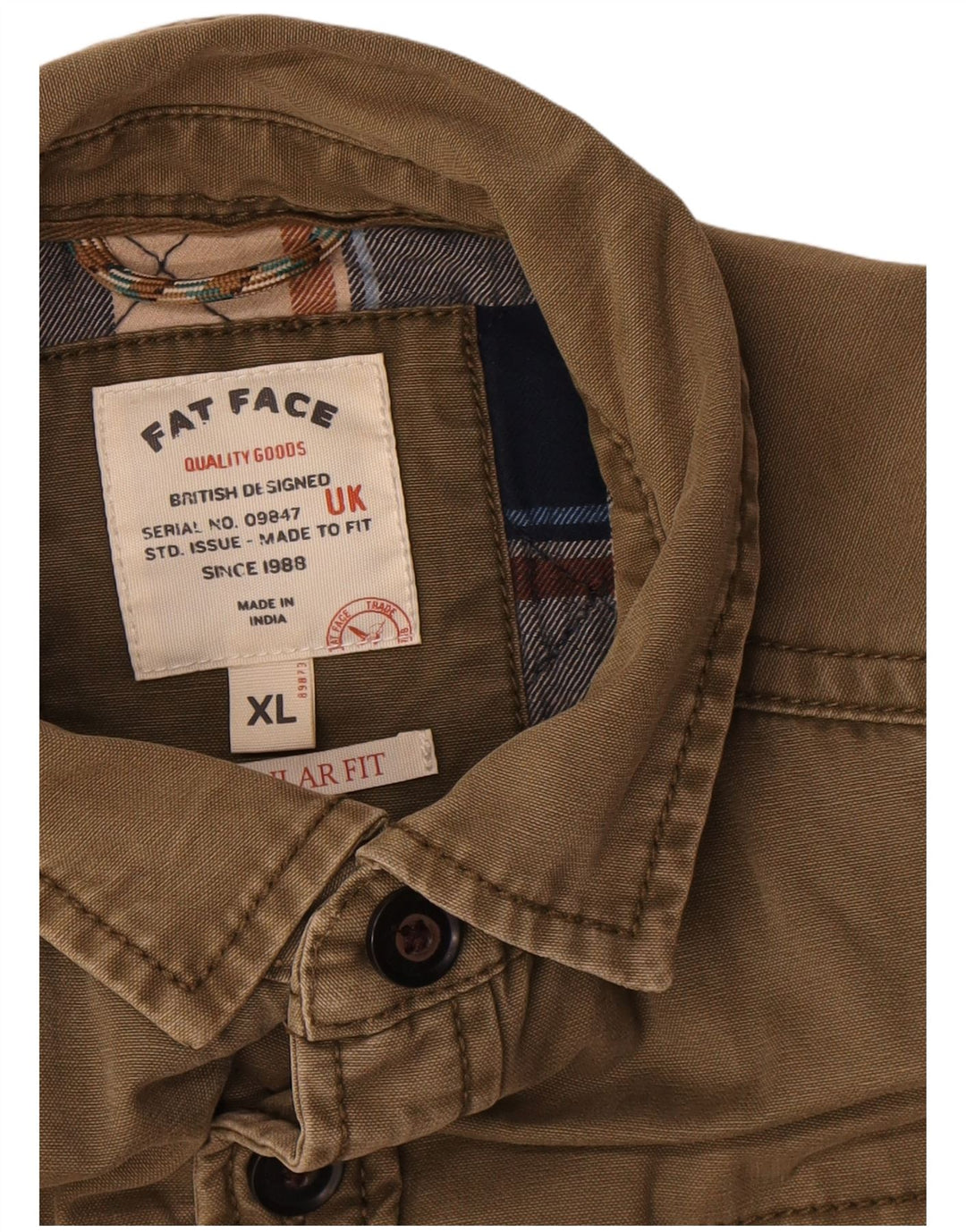 Fat Face Mens Regular Fit Utility Jacket UK 42 XL Brown Cotton