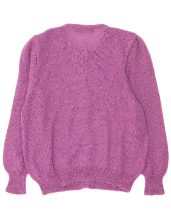 Vintage Womens Cardigan Sweater UK 16 Large Purple Mohair