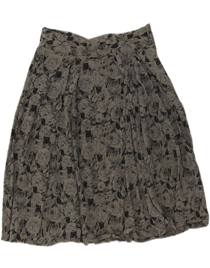 VINTAGE Womens Flared Skirt W28 Medium Grey Floral Vintage Vintage and Second-Hand Vintage from Messina Hembry 