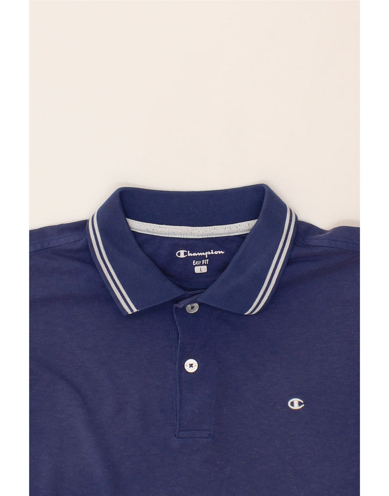 CHAMPION Mens Easy Fit Polo Shirt Large Navy Blue Cotton Vintage Champion and Second-Hand Champion from Messina Hembry 