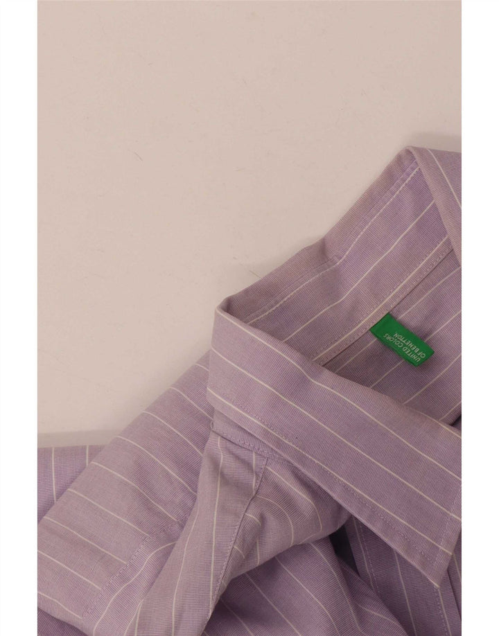 Benetton Mens Shirt Medium Purple Pinstripe