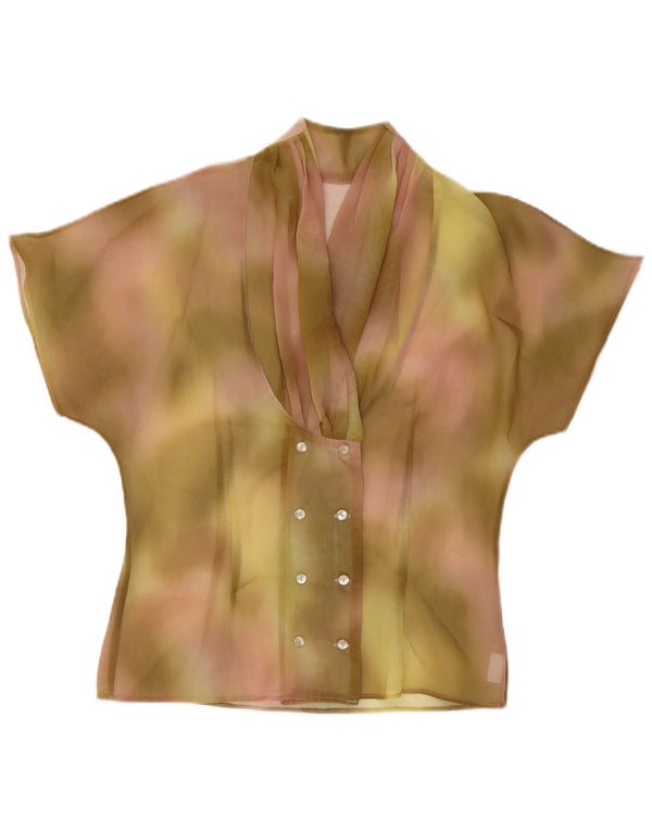 Vintage Womens See Through Shirt Blouse UK 12 Medium Green Tie Dye