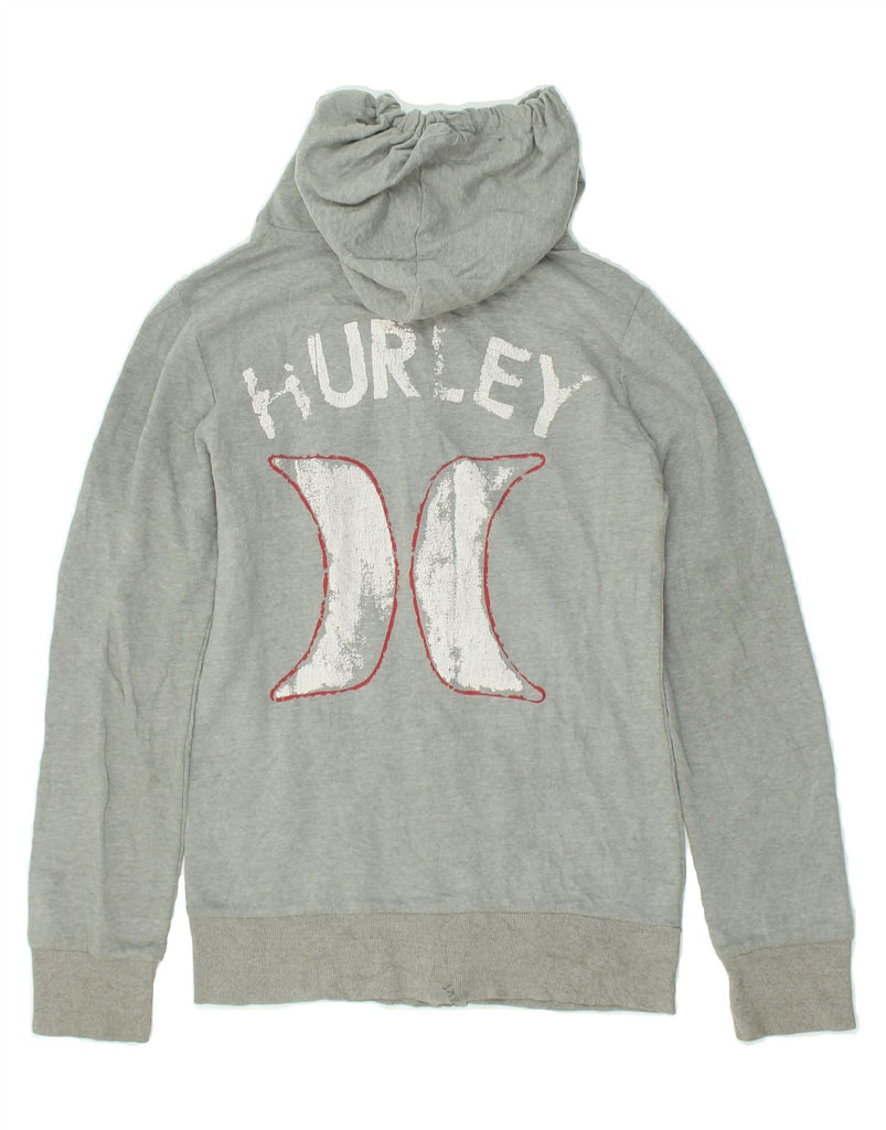 HURLEY Womens Graphic Zip Hoodie Sweater UK 10 Small Grey Cotton | Vintage Hurley | Thrift | Second-Hand Hurley | Used Clothing | Messina Hembry 