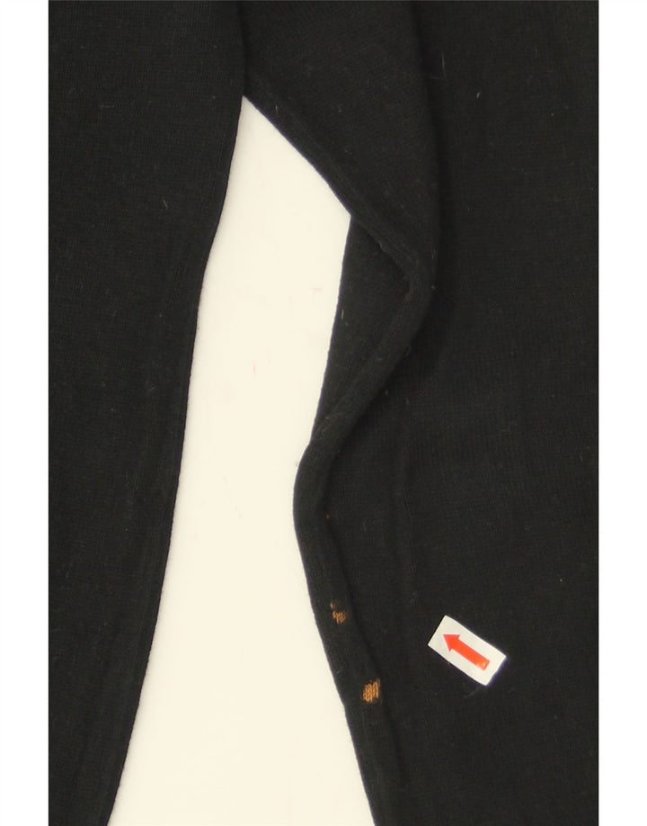 Zara Womens V-Neck Jumper Sweater UK 12 Medium Black Cotton