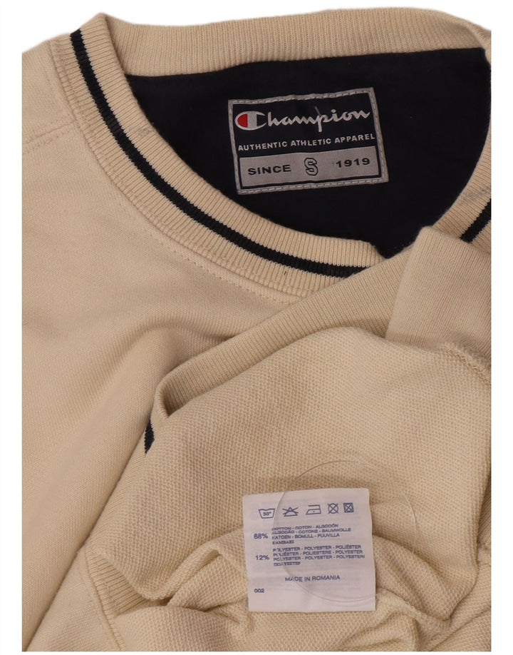 Champion Mens Sweatshirt Jumper Small Beige Cotton