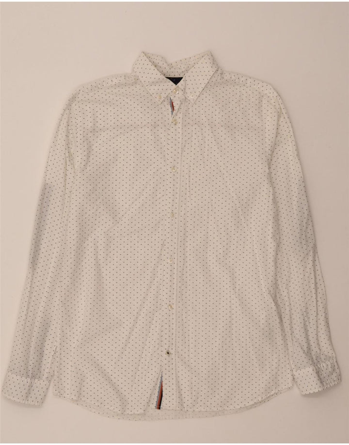 JACK & JONES Mens Shirt Large White Flecked Cotton