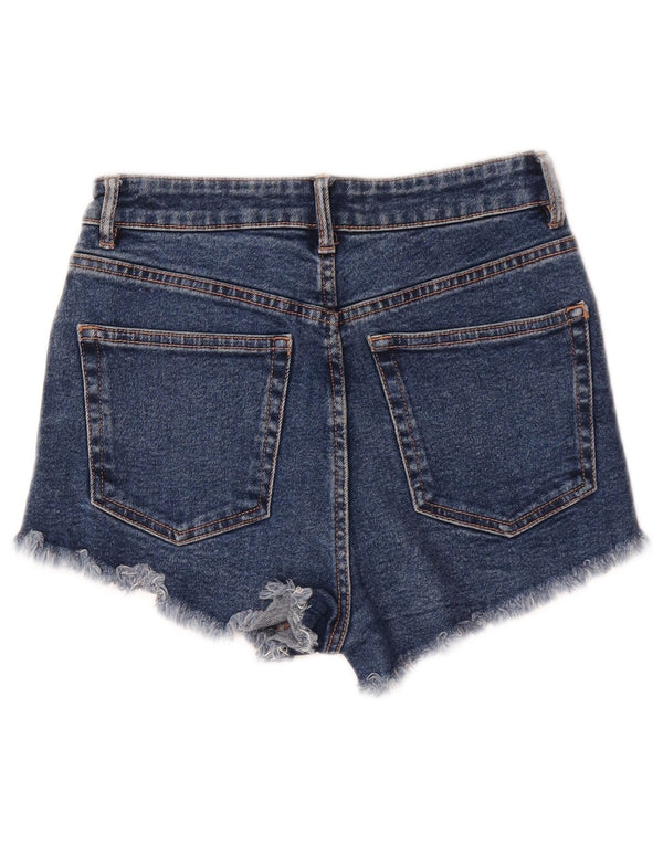 Zara Womens High Waist Denim Shorts EU 34 2XS W24 Blue Cotton