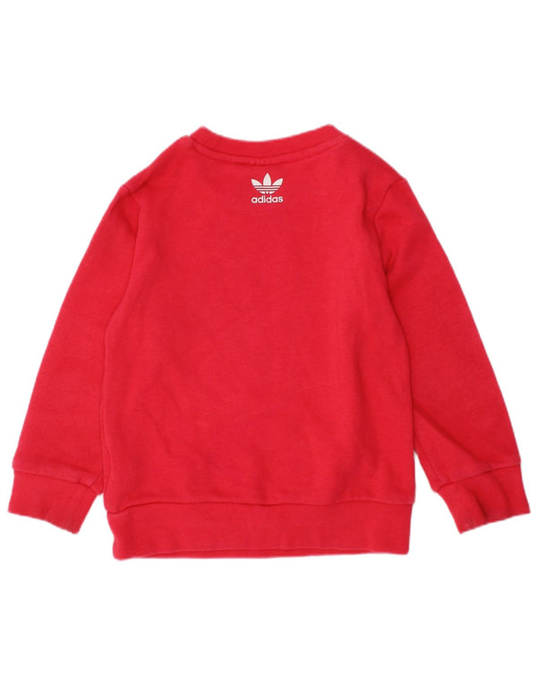 ADIDAS Baby Girls Graphic Sweatshirt Jumper 18-24 Months Pink Cotton