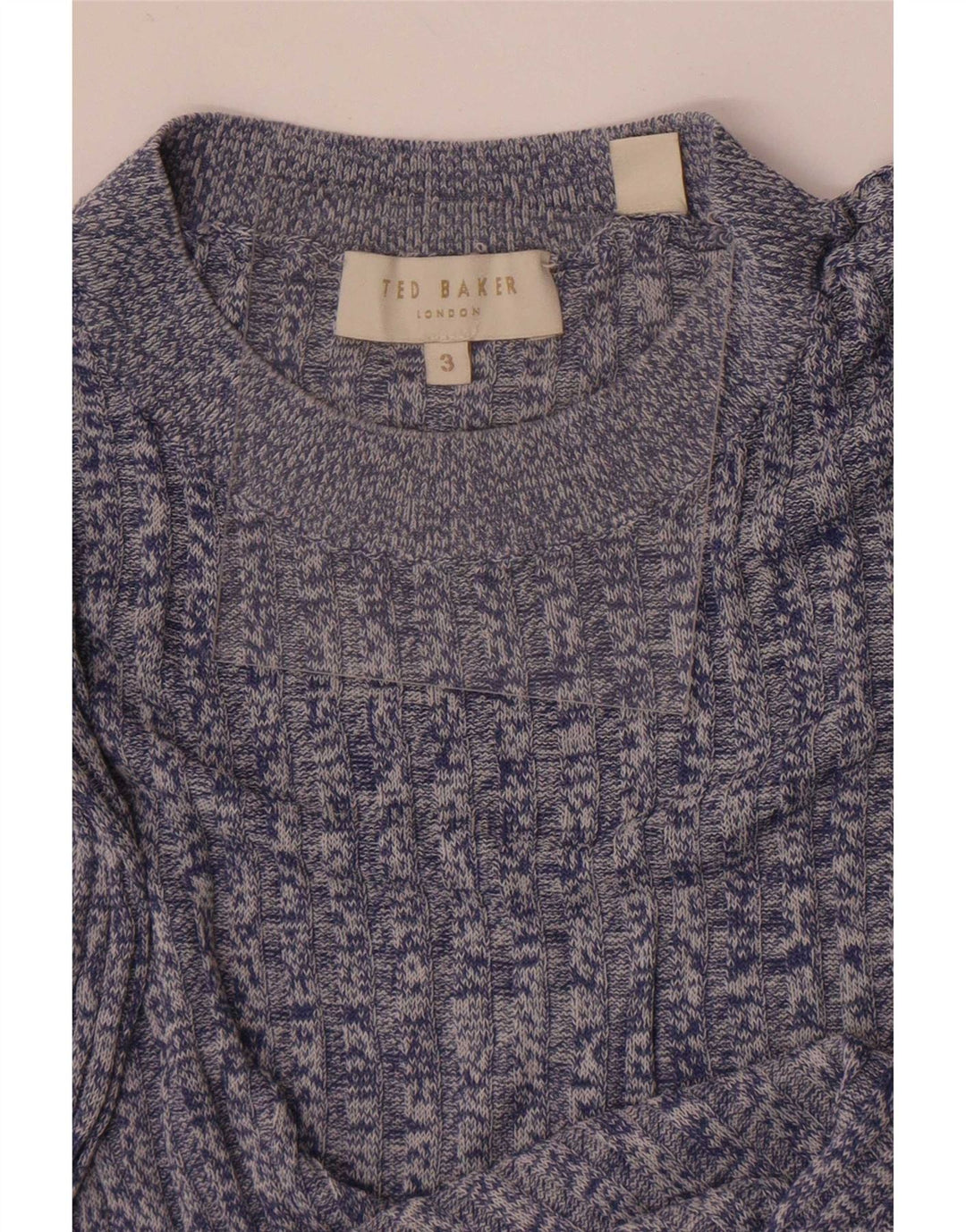 Ted Baker Womens Crew Neck Jumper Sweater Size 3 Medium Blue Flecked