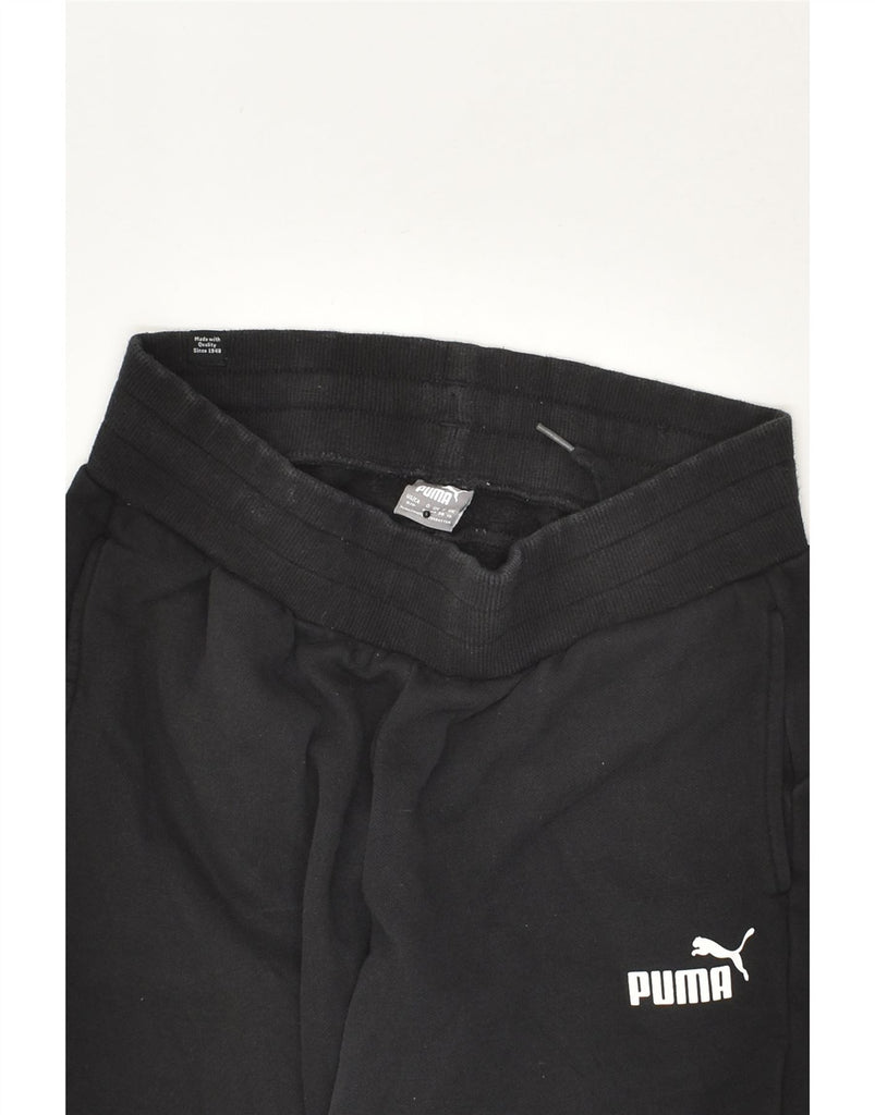 PUMA Womens Graphic Tracksuit Trousers Joggers UK 10 Small Black Cotton | Vintage Puma | Thrift | Second-Hand Puma | Used Clothing | Messina Hembry 