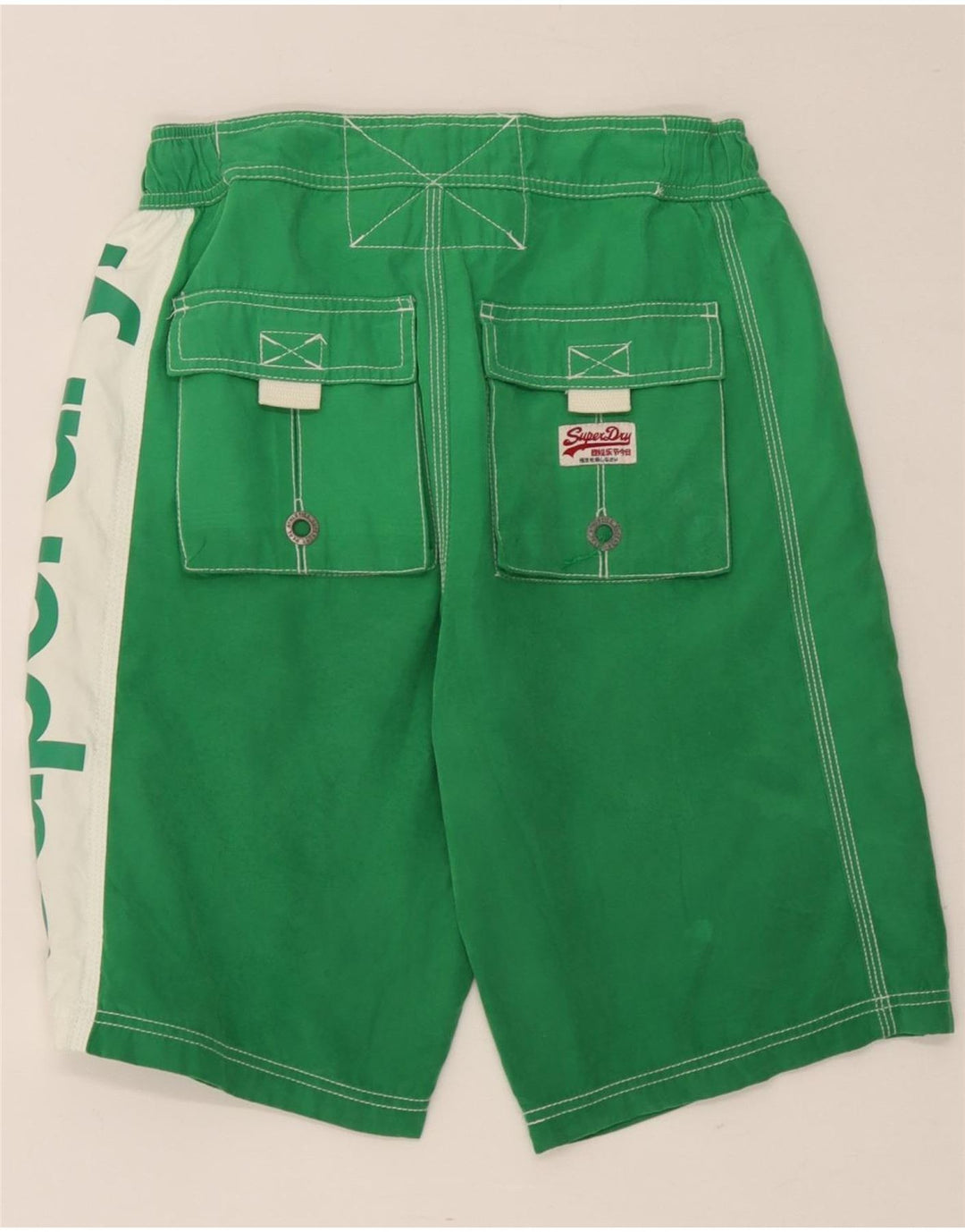Superdry Mens Graphic Swimming Shorts Small  Green Colourblock Polyester