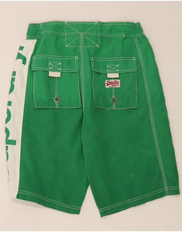 Superdry Mens Graphic Swimming Shorts Small  Green Colourblock Polyester