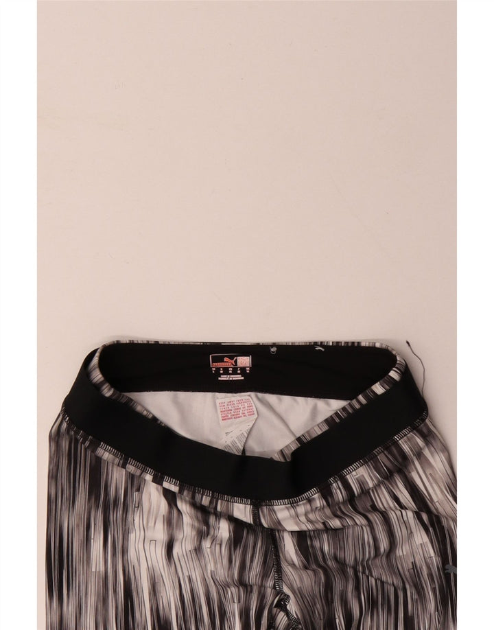 PUMA Womens Capri Leggings UK 14 Medium Black Pinstripe Polyester