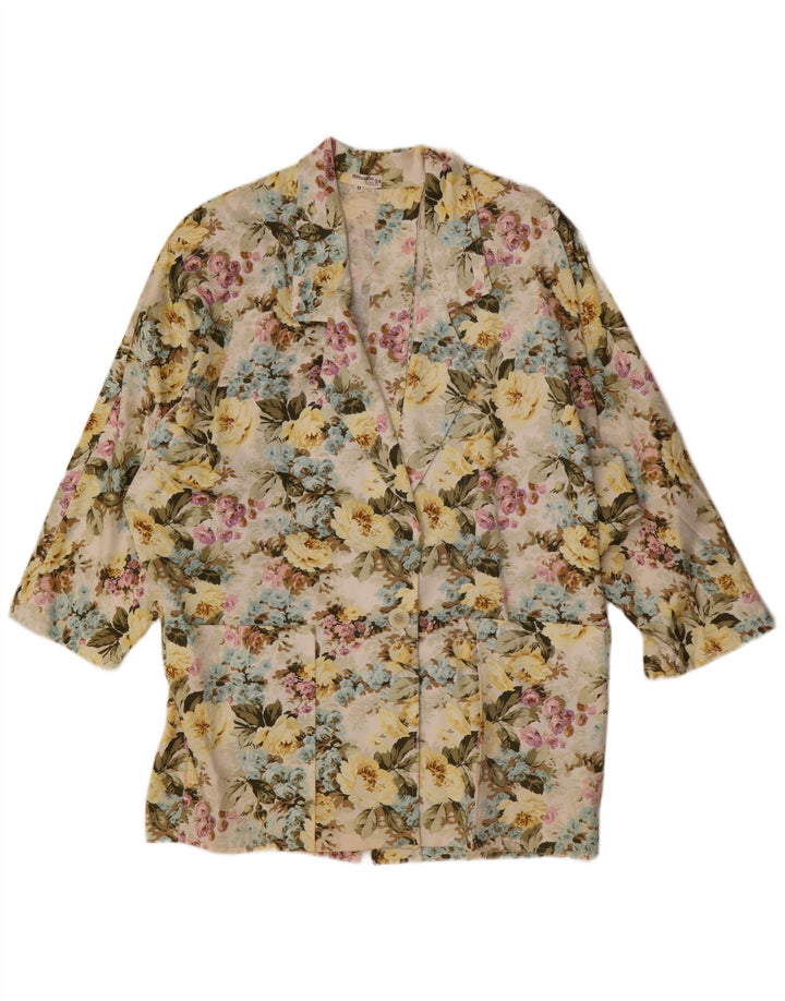 Vintage Womens 3/4 Sleeve Blazer Jacket UK 14 Medium Multicoloured