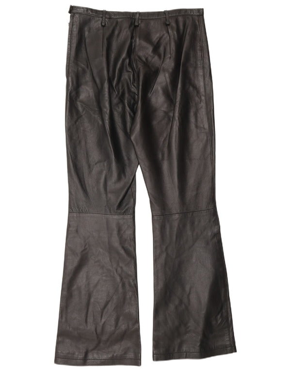 Vintage Womens Bootcut Leather Trousers US 6 Medium W30 L30 Black Leather