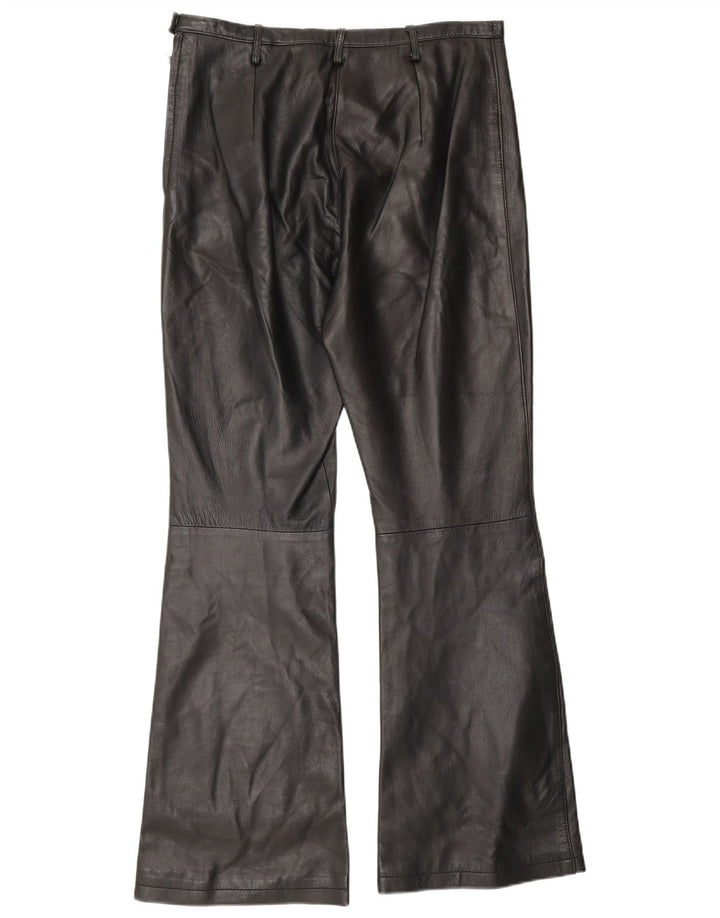 Vintage Womens Bootcut Leather Trousers US 6 Medium W30 L30 Black Leather