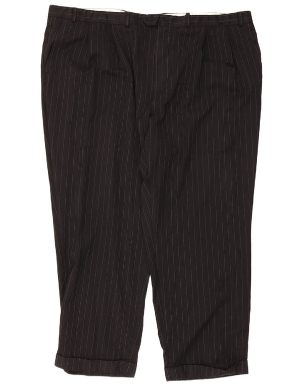 Ralph Lauren Mens Pegged Suit Trousers W48 L29 Black Pinstripe Wool