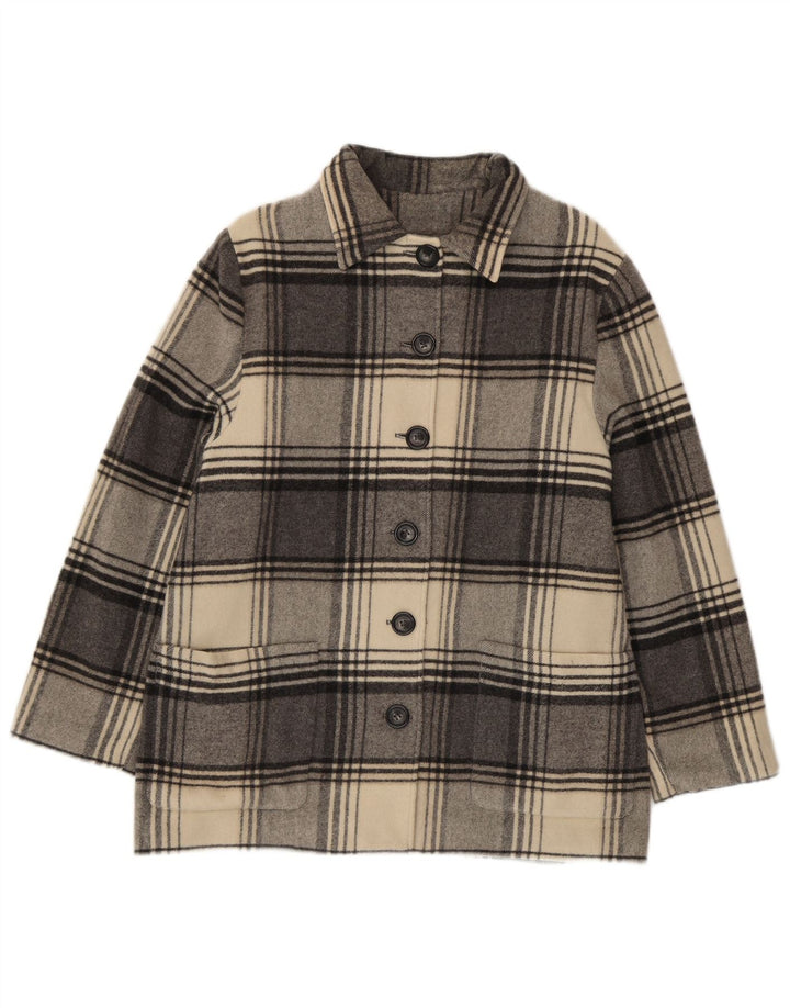 Vintage Womens Overcoat UK 14 Medium Grey Check New Wool