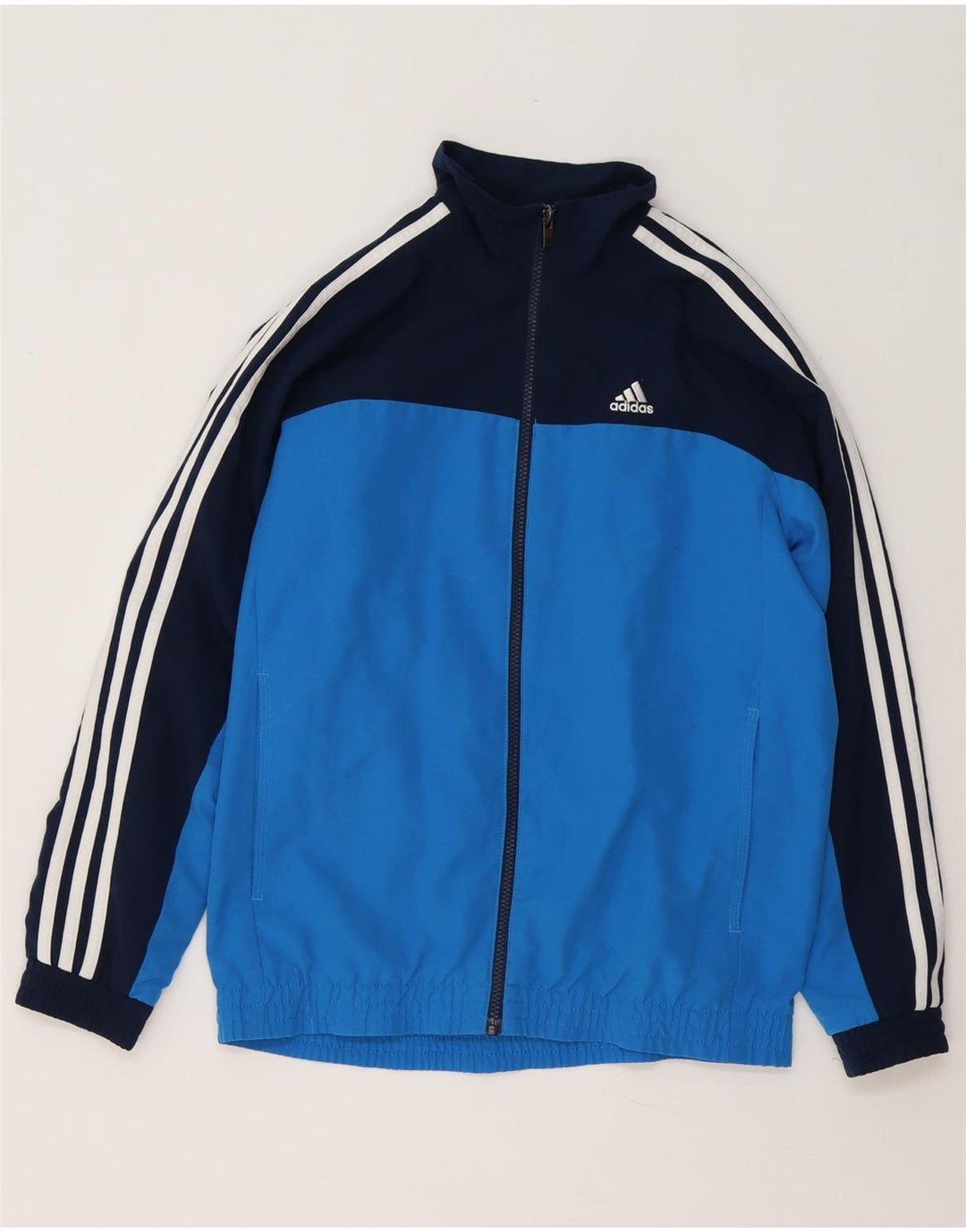 Adidas Boys Climalite Tracksuit Top Jacket 13-14 Years Blue Colourblock