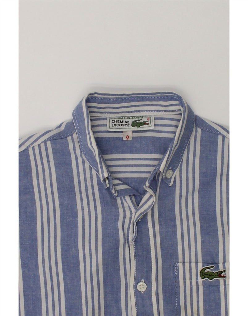 LACOSTE Boys Short Sleeve Shirt 7-8 Years Blue Striped Cotton | Vintage Lacoste | Thrift | Second-Hand Lacoste | Used Clothing | Messina Hembry 