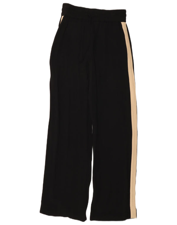 Reiss Womens High Waist Wide Leg Trousers UK 6 XS W26 L30 Black Colourblock