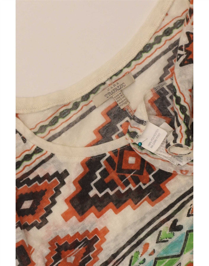 Zara Womens T-Shirt Top UK 14 Medium Multicoloured Geometric Polyester