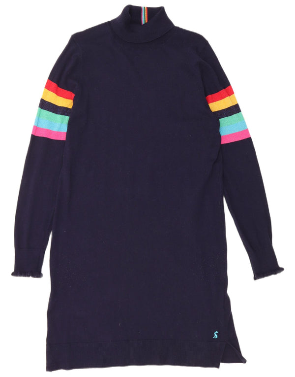Joules Womens Roll Neck Jumper Dress UK 10 Small Navy Blue Striped