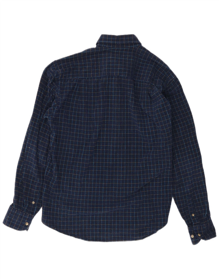 Sergio Tacchini Mens Shirt Large Navy Blue Check Cotton