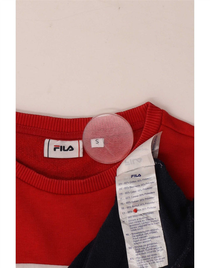 Fila Womens Graphic Oversized Sweatshirt Jumper UK 10 Small Red Colourblock