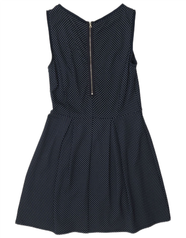 Max & Co. Womens Sleeveless A-Line Dress UK 12 Medium Navy Blue Spotted