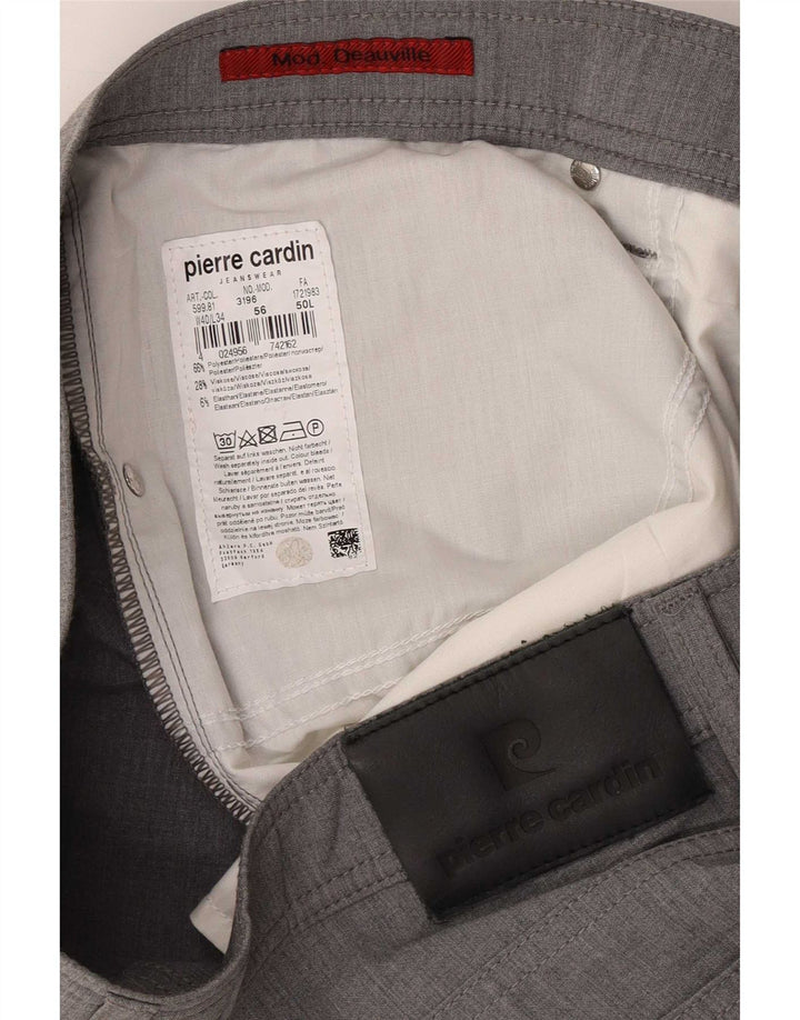 Pierre Cardin Mens Straight Casual Trousers W40 L30 Grey Polyester