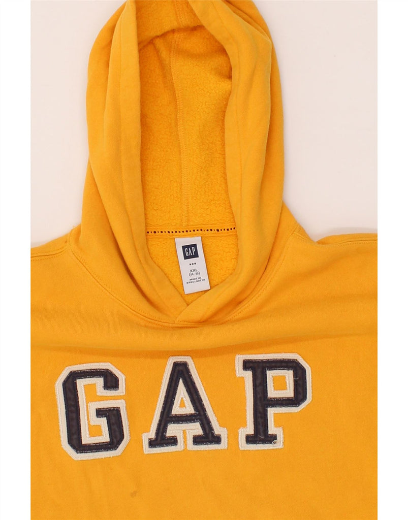 GAP Boys Graphic Hoodie Jumper 14-15 Years 2XL Yellow Cotton Vintage Gap and Second-Hand Gap from Messina Hembry 