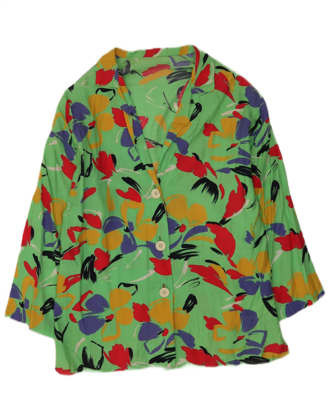 Vintage Womens Cardigan Top UK 14 Medium Green Floral