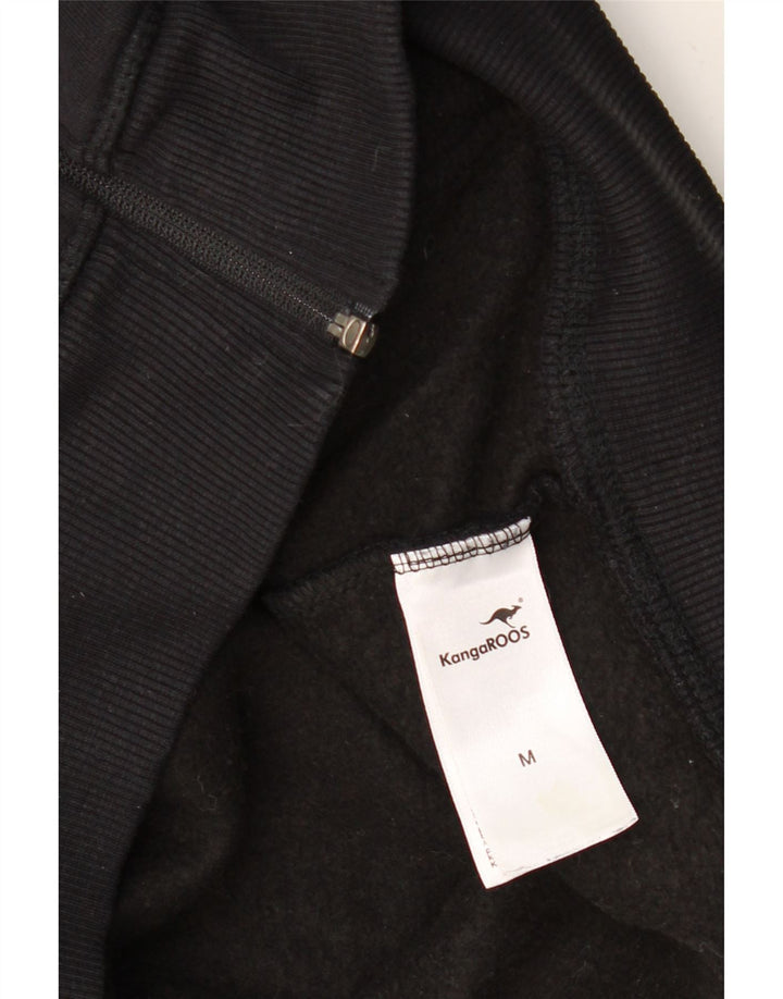 KANGAROOS Mens Graphic Zip Hoodie Sweater Medium Black Cotton