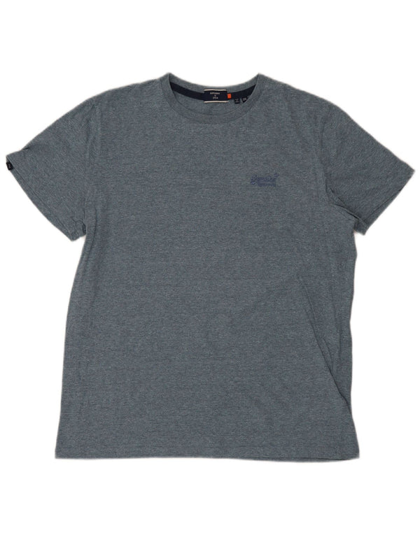 SUPERDRY Mens T-Shirt Top 2XL Blue Cotton