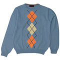 Il Granchio Mens Crew Neck Jumper Sweater Medium Blue Argyle/Diamond Wool