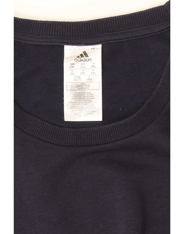 Adidas Mens Sweatshirt Jumper 2XL Navy Blue Cotton