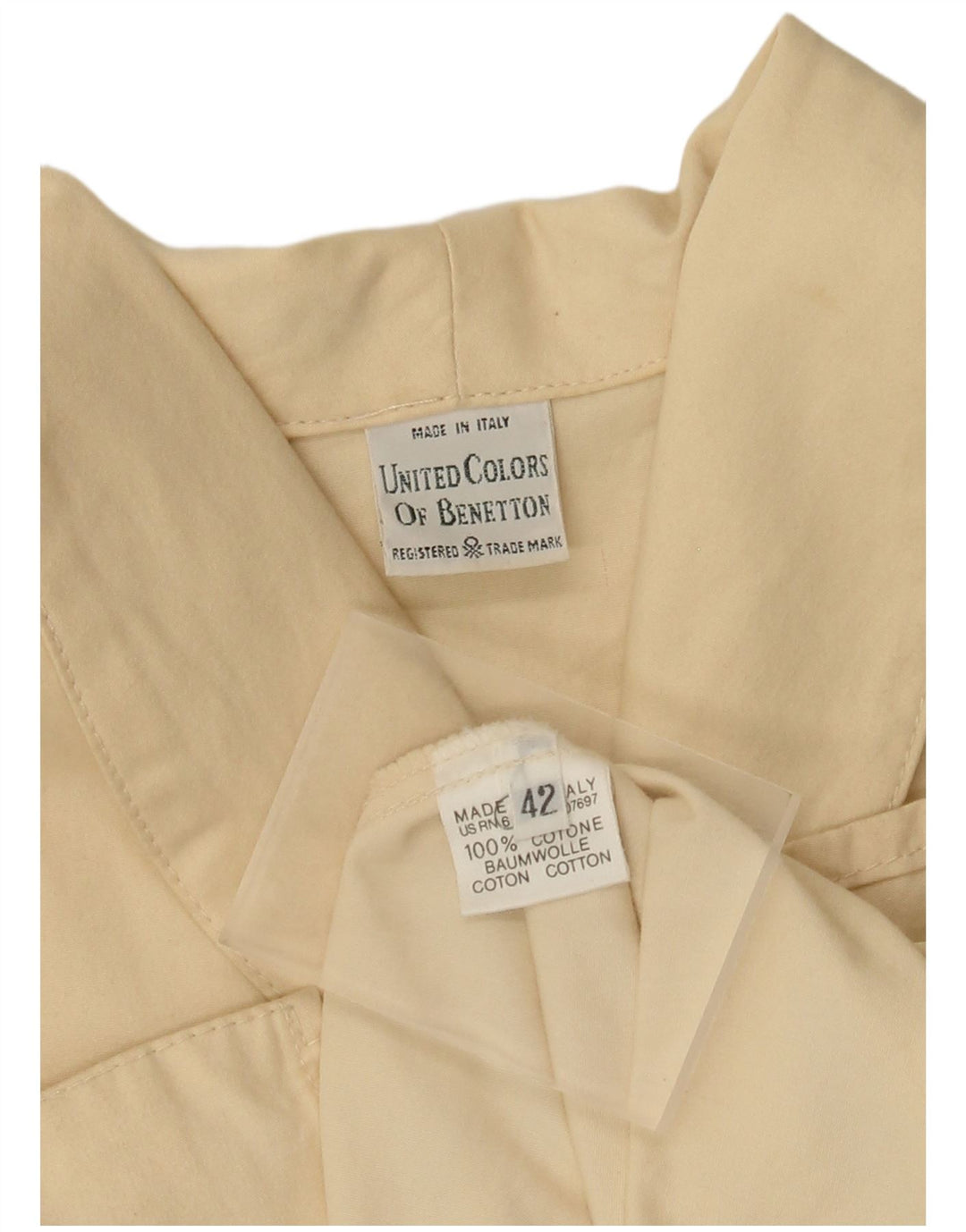 Benetton Womens Oversized Overcoat IT 42 Medium Beige Cotton